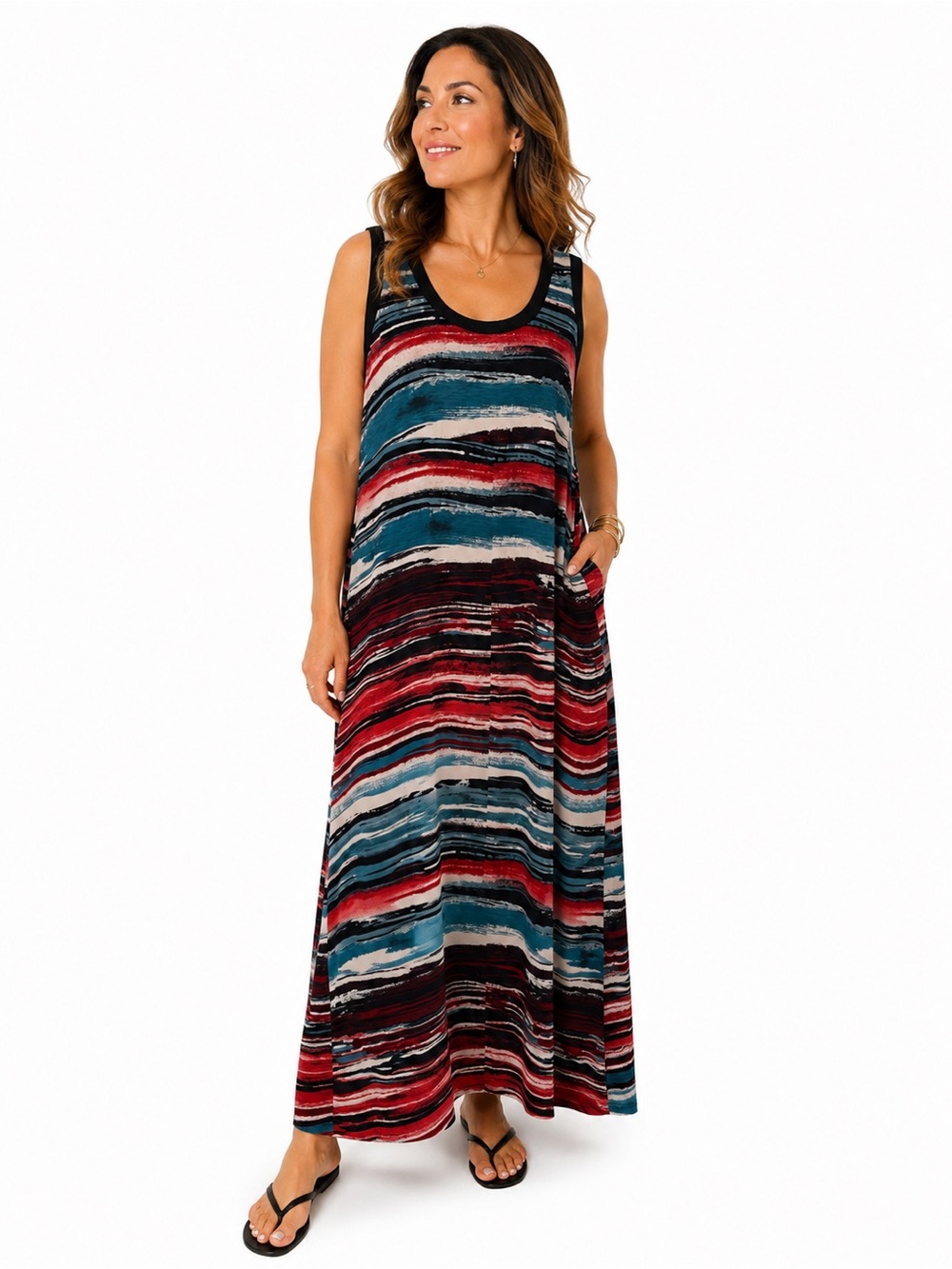 Karen Kane Maxi Dress | Size XL | Stretch Knit | Sleeveless | Colorful Print